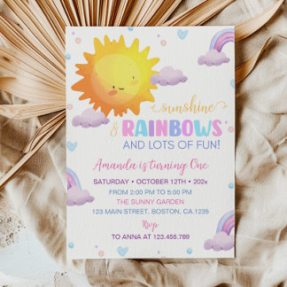Little Sunshine Rainbow 1. Geburtstag Einladung