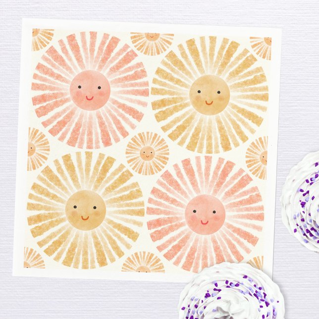 Little Sunshine Serviette (Happy watercolor sunshine pattern party paper napkins)