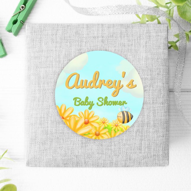 Little Sunshine - Spring Baby Shower Runder Aufkleber (Von Creator hochgeladen)