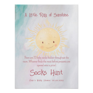 Little Sunshine Theme Shower Sock Hunt Poster
