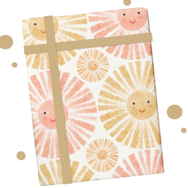 Little Sunshine Watercolor Muster Geschenkpapier (Happy sunshine watercolor pattern gift wrapping paper roll)