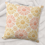 Little Sunshine Watercolor Muster Kissen<br><div class="desc">Helles,  orangefarbenes und gelbes Sonnenschein-Muster auf einem weichen cremefarbenen Hintergrund. Originelle Kunst von Nic Squirrell.</div>