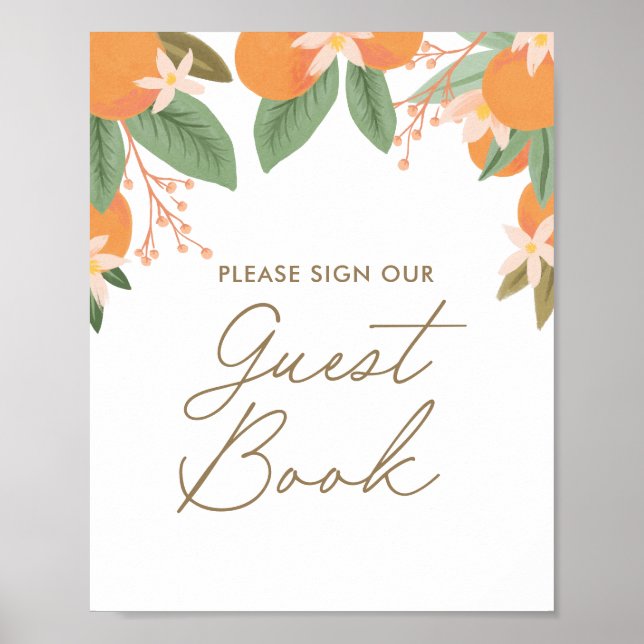 Little Süsse Citrus Baby Shower Guest Book Sign Poster (Vorne)