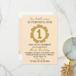 Little Süsse Gold Floral 1. Geburtstag Einladung C