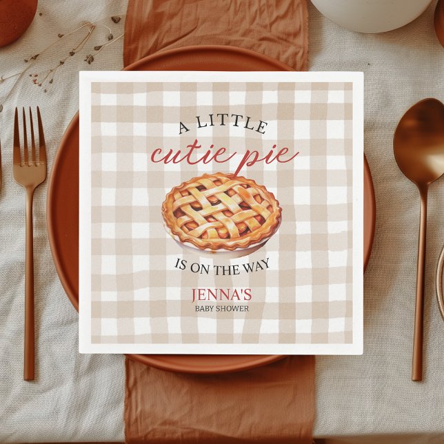 Little Süsse Pie Baby Shower Gingham Fall Serviette (Little cutie pie baby shower personalized napkins)