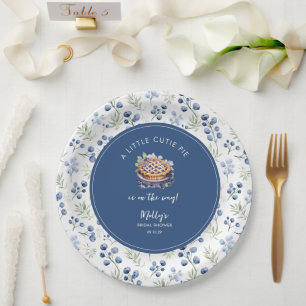 Little Süsse Pie Blueberry Gingham Baby Shower Pappteller
