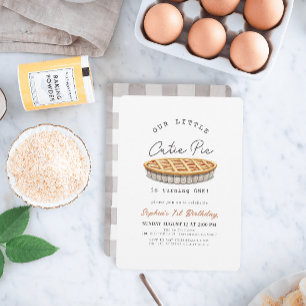 Little Süsse Pie Erntedank Weiß 1. Geburtstag Einladung