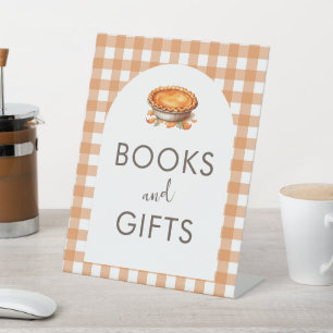 Little Süsse Pie Fall Gingham Bücher und Geschenke Sockelschild