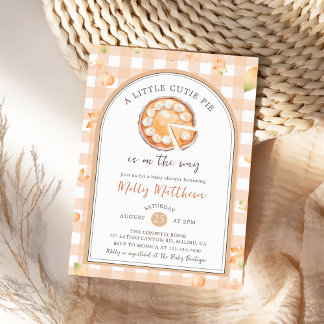 Little Süsse Pie Fall Pumpkin Gingham Baby Dusche Einladung