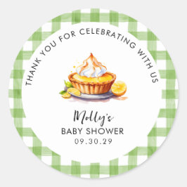 Little Süsse Pie Gingham Baby Dusche Danke Runder Aufkleber
