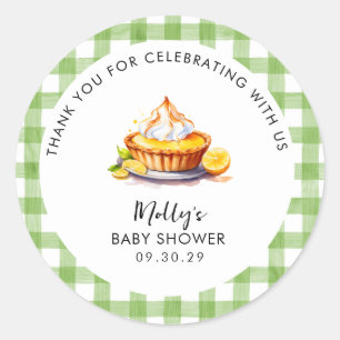 Little Süsse Pie Gingham Baby Dusche Danke Runder Aufkleber