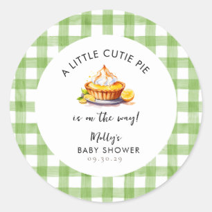 Little Süsse Pie Gingham Baby Shower Runder Aufkleber