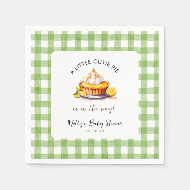 Little Süsse Pie Gingham Baby Shower Serviette (Vorderseite)