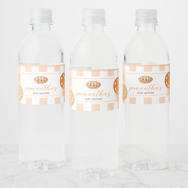 Little Süsse Pie Gingham Baby Shower Wasserflaschenetikett (Flaschen)