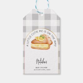 Little Süsse Pie Gray Gingham Kariert Baby Dusche Geschenkanhänger
