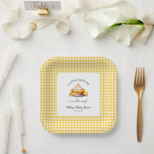 Little Süsse Pie Lemon Gingham Baby Shower Pappteller