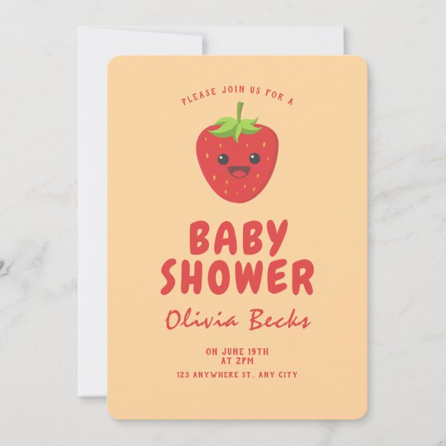 Little Süsse Strawberry Babydusche Einladung (Vorderseite)