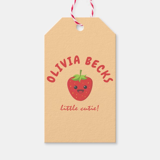 Little Süsse Strawberry Babydusche Geschenkanhänger (Vorderseite)