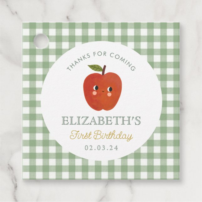 Little Sweet Apple First Geburtstag Geschenkanhänger (Vorderseite)