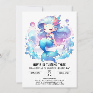 Little Sweet Mermaid Birthday Einladung