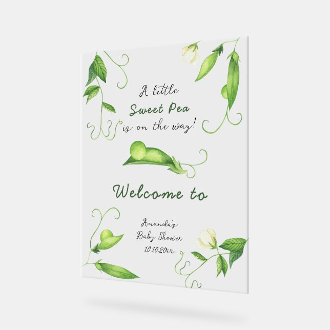 Little Sweet Pea Welcome Baby Shower Acrylschild (Winkel)