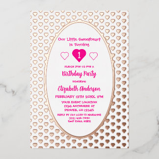 Little Sweetheart 1. Geburtstag Folieneinladung