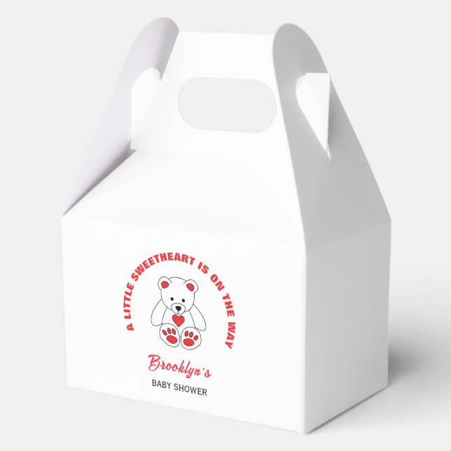 Little Sweetheart Babydusche Red White Teddy Bear Geschenkschachtel (Vorderseite)