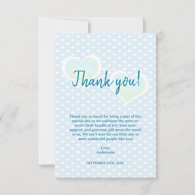 Little Sweetheart Blue Baby Dusche Danke Karte (Vorderseite)