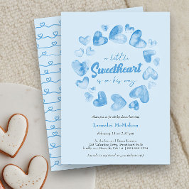 Little Sweetheart Blue Heart Valentine Baby Dusche Einladung