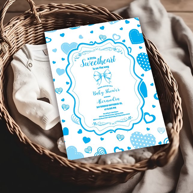 Little Sweetheart Blue Valentine Boy Baby Dusche Einladung (Von Creator hochgeladen)