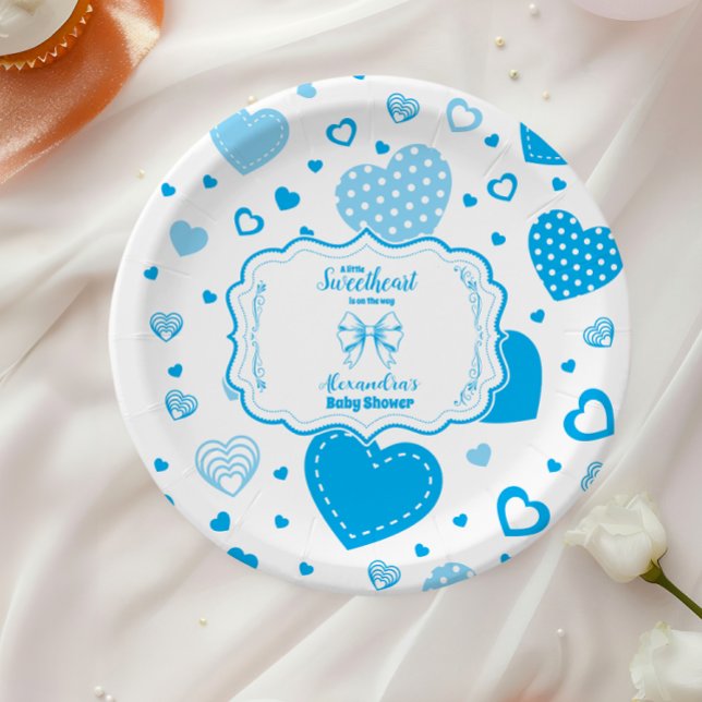 Little Sweetheart Blue Valentine Boy Baby Dusche Pappteller (Von Creator hochgeladen)