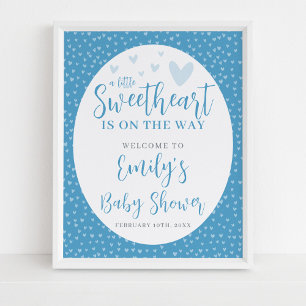 Little Sweetheart Blue Valentine Boy Baby Dusche Poster