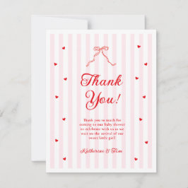 Little Sweetheart Bow Baby Shower Dankeskarte