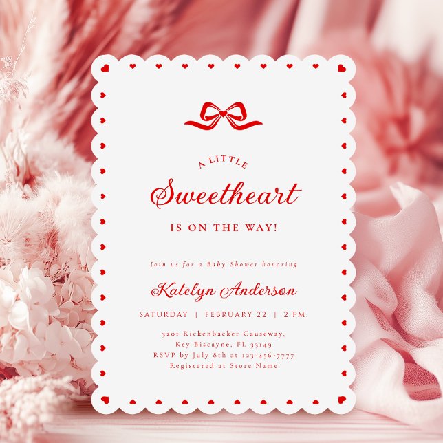 Little Sweetheart Bow Baby Shower Invitation Einladung (Von Creator hochgeladen)