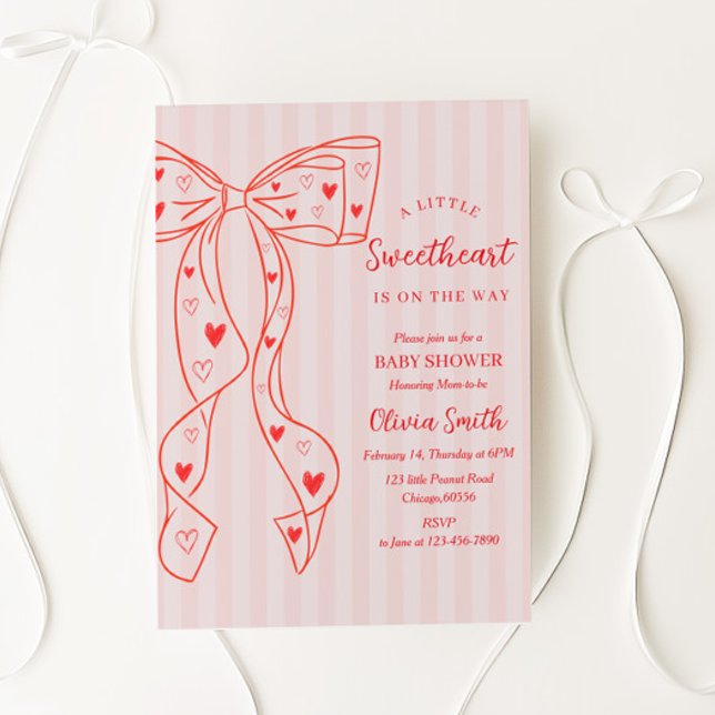 Little Sweetheart Bow Baby Shower Invitation Einladung (Von Creator hochgeladen)