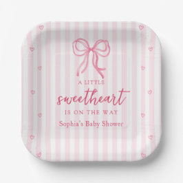 Little Sweetheart Bow Baby Shower Paper Plates Pappteller