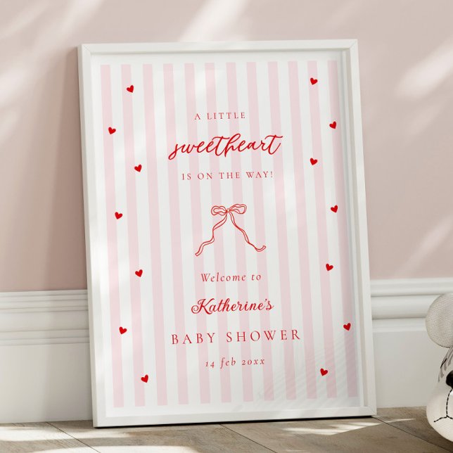 Little Sweetheart Bow Baby Shower Welcome Poster (Von Creator hochgeladen)