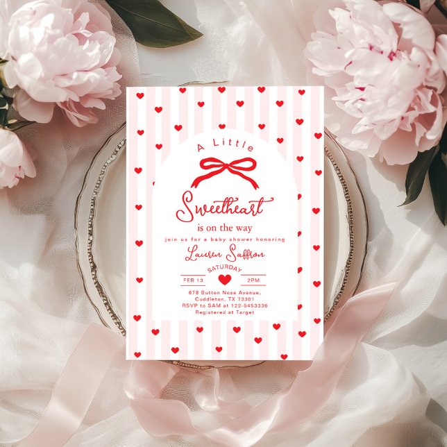 Little Sweetheart Bow Valentines Baby Shower Einladung (Von Creator hochgeladen)