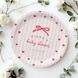 Little Sweetheart Bow Valentines Baby Shower Pappteller