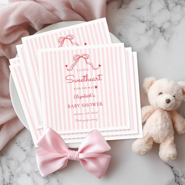 Little Sweetheart Bow Valentine's Baby Shower Serviette (Von Creator hochgeladen)