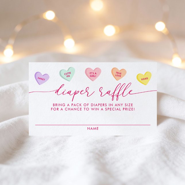Little Sweetheart Candy Hearts Diaper Raffle Begleitkarte (Von Creator hochgeladen)