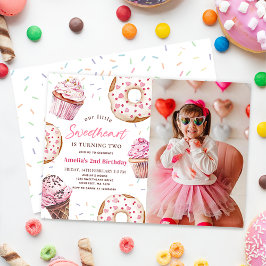 Little Sweetheart Cupcake & Donut Birthday Foto Einladung