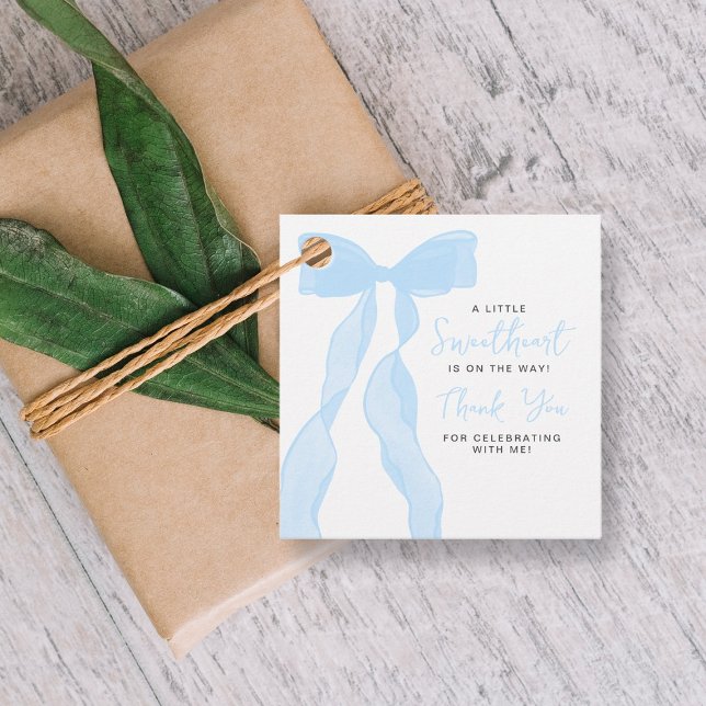 Little Sweetheart Elegant Blue Bow Baby Shower Geschenkanhänger (Von Creator hochgeladen)