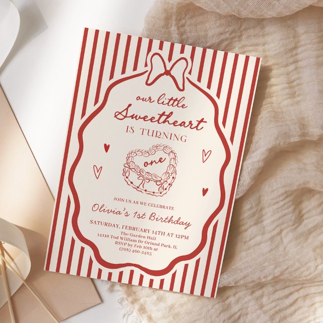 Little Sweetheart First Birthday Valentine's Day Einladung (Von Creator hochgeladen)
