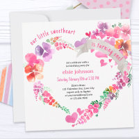 Little Sweetheart Floral Heart Girls 1. Geburtstag