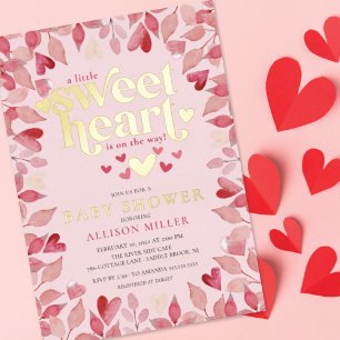 Little Sweetheart Girl Baby Dusche Folieneinladung
