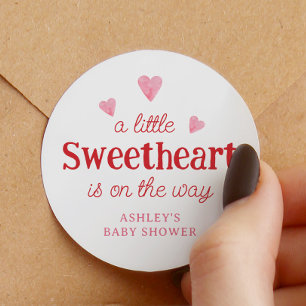 Little Sweetheart Girl Baby Shower Herz Runder Aufkleber