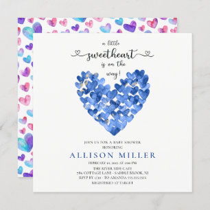 Little Sweetheart Hearts Boys Baby Shower Invitati Einladung