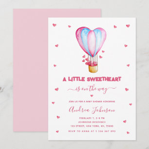 Little Sweetheart Hot Air Ballon Girl Baby Dusche Einladung