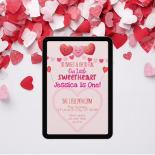 Little Sweetheart ist Eins, Hearts 1. Geburtstag Einladung